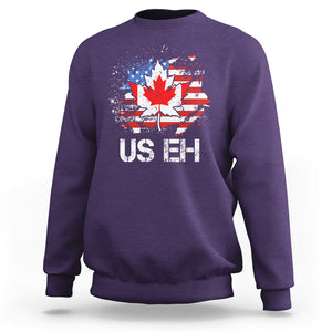 America Canada Sweatshirt Funny US EH Maple Leaf Canadian American Flag Canada's Day TS02 Purple Printyourwear