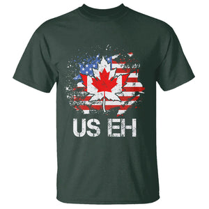 America Canada T Shirt Funny US EH Maple Leaf Canadian American Flag Canada's Day TS02 Dark Forest Green Printyourwear
