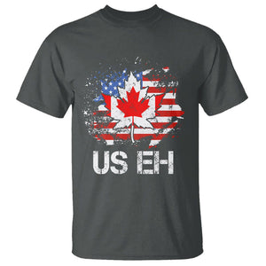 America Canada T Shirt Funny US EH Maple Leaf Canadian American Flag Canada's Day TS02 Dark Heather Printyourwear