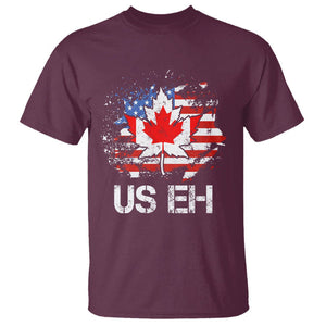 America Canada T Shirt Funny US EH Maple Leaf Canadian American Flag Canada's Day TS02 Maroon Printyourwear