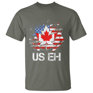 America Canada T Shirt Funny US EH Maple Leaf Canadian American Flag Canada's Day TS02 Military Green Printyourwear