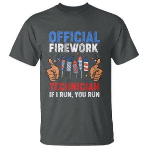 Funny 4th Of July Pyrotechnician T Shirt Official Firework Technician If I Run You Run TS02 Dark Heather Printyourwear