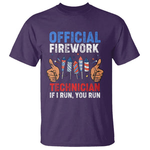 Funny 4th Of July Pyrotechnician T Shirt Official Firework Technician If I Run You Run TS02 Purple Printyourwear