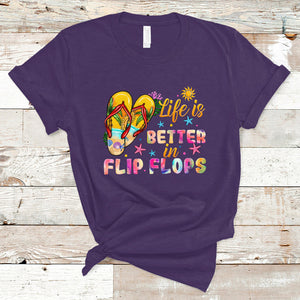 Summer Vibes T Shirt Life Is Better In Flip Flops Hello Summer Vacation Beach Vibes TS02 Purple Printyourwear