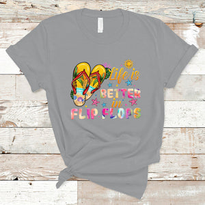 Summer Vibes T Shirt Life Is Better In Flip Flops Hello Summer Vacation Beach Vibes TS02 Sport Gray Printyourwear