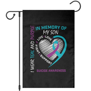 In Memory of My Son Suicide Awareness Garden Flag Teal and Purple Ribbon Remembrance Gift