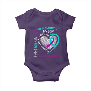 In Memory of My Son Suicide Awareness Baby Onesie Teal and Purple Ribbon Remembrance Gift