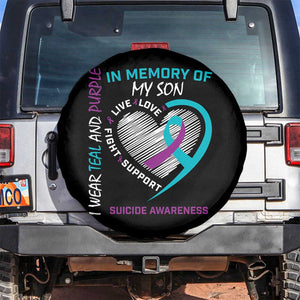 In Memory of My Son Suicide Awareness Spare Tire Cover Teal and Purple Ribbon Remembrance Gift