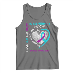 In Memory of My Son Suicide Awareness Tank Top Teal and Purple Ribbon Remembrance Gift
