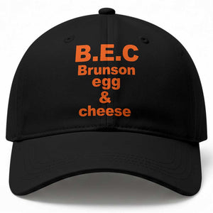 B.E.C. Brunson Egg and Cheese Sandwich Pun Baseball Cap Funny New York Bodega Breakfast Basketball Fan