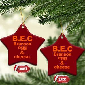 B.E.C. Brunson Egg and Cheese Sandwich Pun Ceramic Ornament Funny New York Bodega Breakfast Basketball Fan