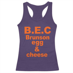 B.E.C. Brunson Egg and Cheese Sandwich Pun Racerback Tank Top Funny New York Bodega Breakfast Basketball Fan