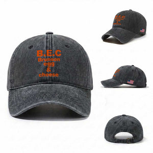 B.E.C. Brunson Egg and Cheese Sandwich Pun Washed Cotton Baseball Cap Funny New York Bodega Breakfast Basketball Fan