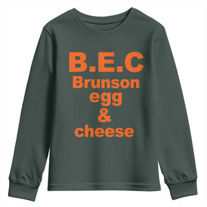 B.E.C. Brunson Egg and Cheese Sandwich Pun Youth Sweatshirt Funny New York Bodega Breakfast Basketball Fan