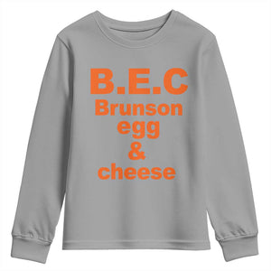 B.E.C. Brunson Egg and Cheese Sandwich Pun Youth Sweatshirt Funny New York Bodega Breakfast Basketball Fan