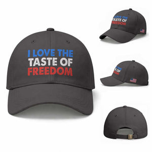 I Love The Taste Of Freedom Matching Couple Baseball Cap Funny Patriotic Red White and Blue 4th of July