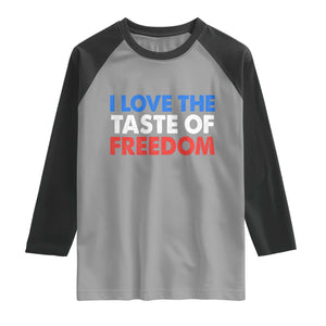 I Love The Taste Of Freedom Matching Couple Raglan Shirt Funny Patriotic Red White and Blue 4th of July