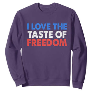 I Love The Taste Of Freedom Matching Couple Sweatshirt Funny Patriotic Red White and Blue 4th of July