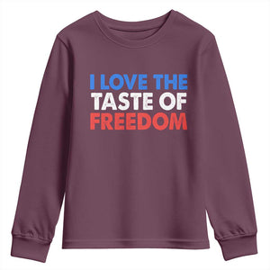 I Love The Taste Of Freedom Matching Couple Youth Sweatshirt Funny Patriotic Red White and Blue 4th of July