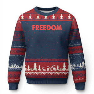 I'm Freedom Matching Couple Ugly Christmas Sweater Funny Patriotic Red White and Blue 4th of July