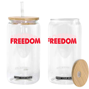 I'm Freedom Matching Couple Glass Can Funny Patriotic Red White and Blue 4th of July