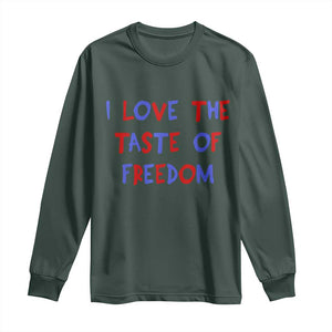 I Love The Taste Of Freedom Americana Matching Couple Long Sleeve Shirt Funny Patriotic Red White and Blue 4th of July