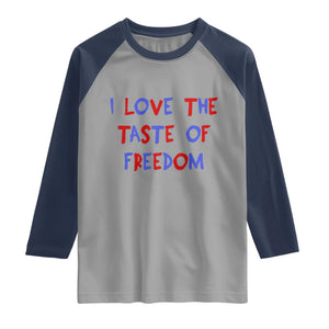 I Love The Taste Of Freedom Americana Matching Couple Raglan Shirt Funny Patriotic Red White and Blue 4th of July