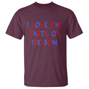 I Love The Taste Of Freedom Americana Matching Couple T Shirt Funny Patriotic Red White and Blue 4th of July