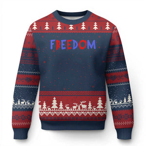 I'm Freedom Americana Matching Couple Ugly Christmas Sweater Funny Patriotic Red White and Blue 4th of July
