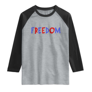 I'm Freedom Americana Matching Couple Raglan Shirt Funny Patriotic Red White and Blue 4th of July TS02 Heather Gray Black Print Your Wear