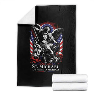 St Michael Defend America Archangel Graphic Throw Blanket Christian Faith Patriotic