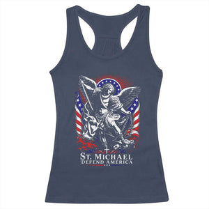 St Michael Defend America Archangel Graphic Racerback Tank Top Christian Faith Patriotic