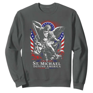 St Michael Defend America Archangel Graphic Sweatshirt Christian Faith Patriotic