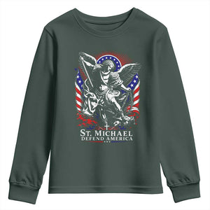 St Michael Defend America Archangel Graphic Youth Sweatshirt Christian Faith Patriotic