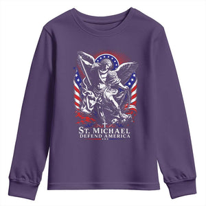St Michael Defend America Archangel Graphic Youth Sweatshirt Christian Faith Patriotic