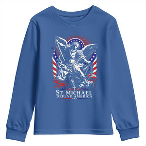 St Michael Defend America Archangel Graphic Youth Sweatshirt Christian Faith Patriotic