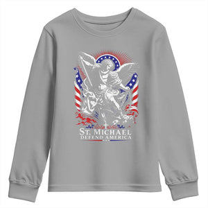 St Michael Defend America Archangel Graphic Youth Sweatshirt Christian Faith Patriotic
