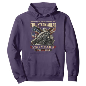 Full Steam Ahead Patriotic Bald Eagle Hoodie Vintage Stainless American Spirit Steam Locomotive Heritage