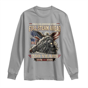 Full Steam Ahead Patriotic Bald Eagle Long Sleeve Shirt Vintage Stainless American Spirit Steam Locomotive Heritage
