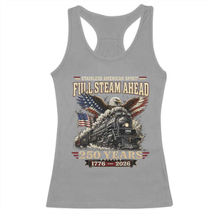 Full Steam Ahead Patriotic Bald Eagle Racerback Tank Top Vintage Stainless American Spirit Steam Locomotive Heritage