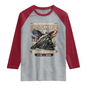 Full Steam Ahead Patriotic Bald Eagle Raglan Shirt Vintage Stainless American Spirit Steam Locomotive Heritage