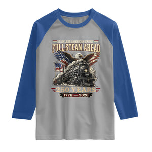 Full Steam Ahead Patriotic Bald Eagle Raglan Shirt Vintage Stainless American Spirit Steam Locomotive Heritage