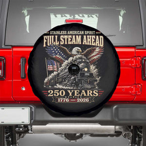 Full Steam Ahead Patriotic Bald Eagle Spare Tire Cover Vintage Stainless American Spirit Steam Locomotive Heritage TS02 Black Print Your Wear