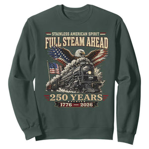 Full Steam Ahead Patriotic Bald Eagle Sweatshirt Vintage Stainless American Spirit Steam Locomotive Heritage