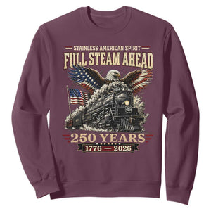Full Steam Ahead Patriotic Bald Eagle Sweatshirt Vintage Stainless American Spirit Steam Locomotive Heritage