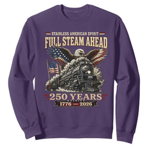Full Steam Ahead Patriotic Bald Eagle Sweatshirt Vintage Stainless American Spirit Steam Locomotive Heritage