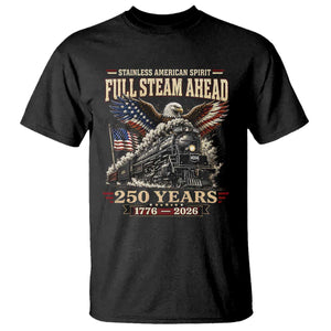 Full Steam Ahead Patriotic Bald Eagle T Shirt Vintage Stainless American Spirit Steam Locomotive Heritage