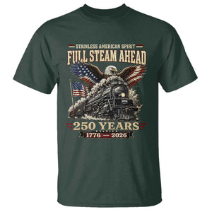 Full Steam Ahead Patriotic Bald Eagle T Shirt Vintage Stainless American Spirit Steam Locomotive Heritage