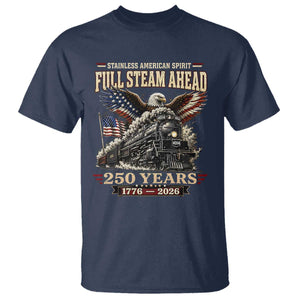 Full Steam Ahead Patriotic Bald Eagle T Shirt Vintage Stainless American Spirit Steam Locomotive Heritage