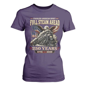 Full Steam Ahead Patriotic Bald Eagle T Shirt For Women Vintage Stainless American Spirit Steam Locomotive Heritage